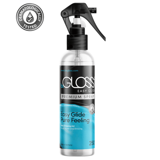 beGLOSS! Easy Glide Premium Spray- Hand-Pump-Spray - Latex Dressing Aid